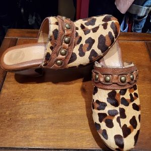 Calf hair leopard clogs size 6M